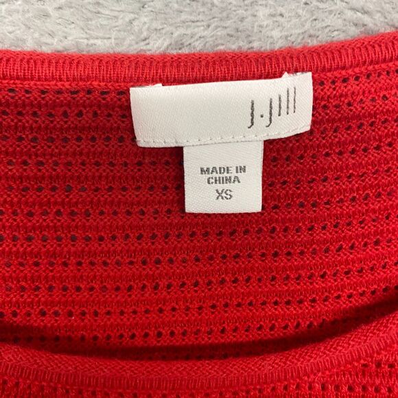 J Jill Sweater Womens Extra Small Red Pullover Open Knit Cotton Solid Casual - Picture 2 of 7